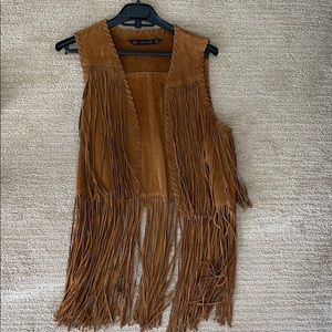 Zara Leather Fringe Vest